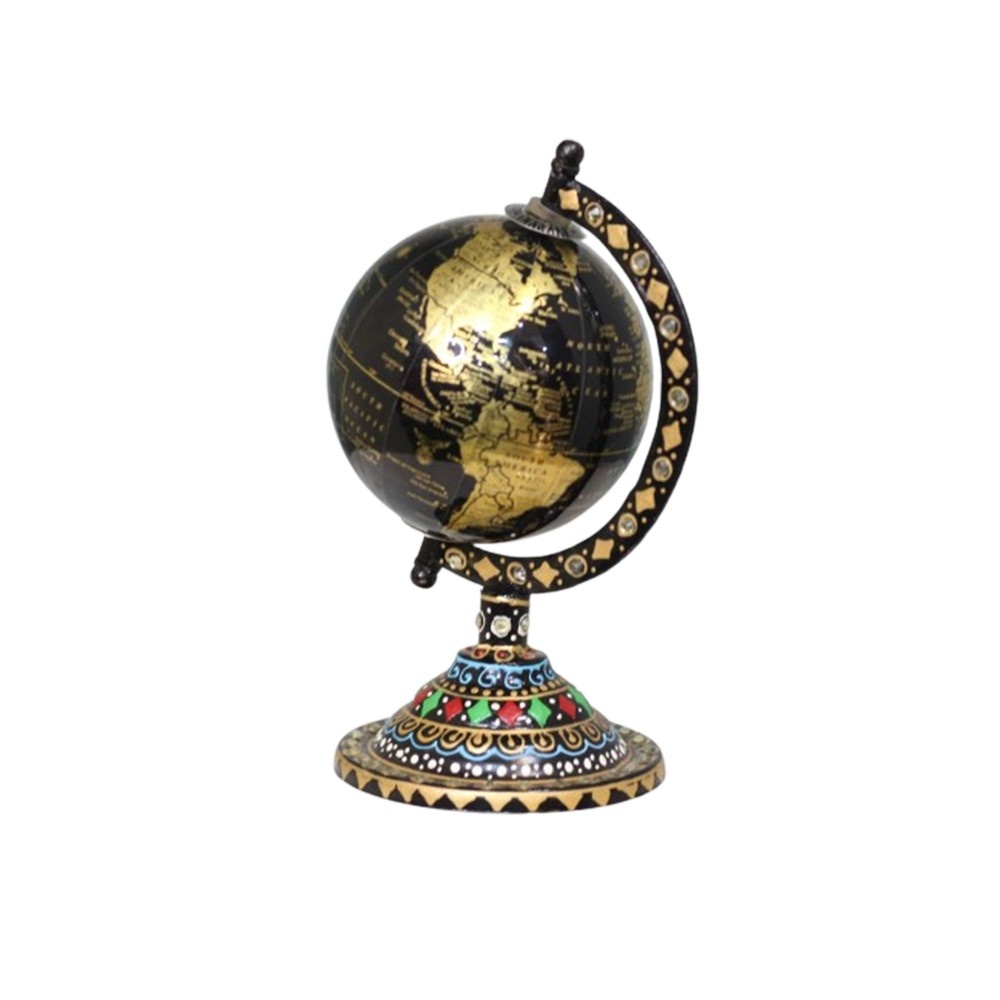 Iron Round Black Globe Small for Table Decor School Decor